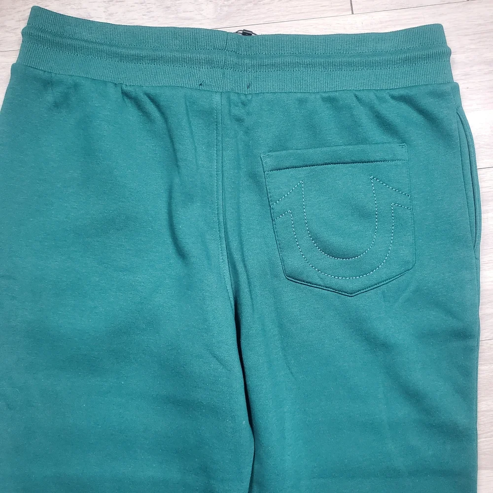 NEW True Religion Emerald Green Joggers with Drawstring Waist Mens Medium Green